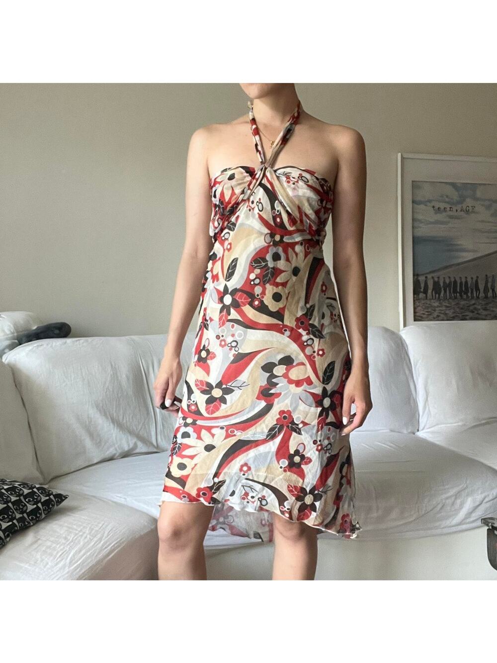 Multi coloured floral midi dress